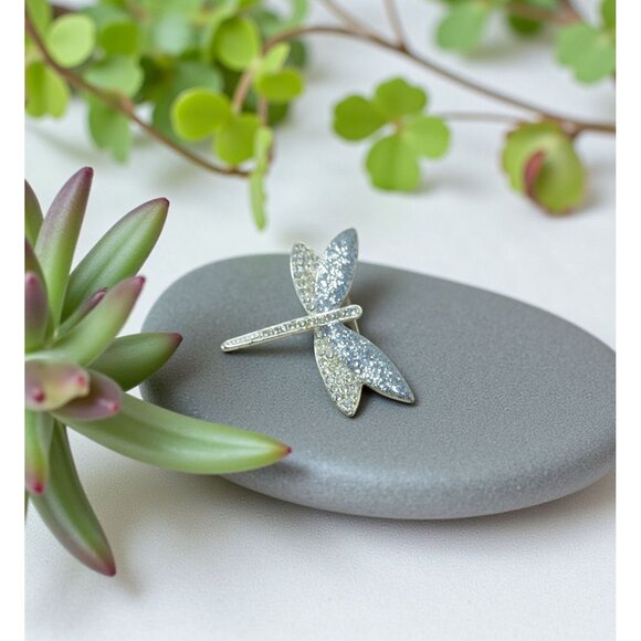 vintage steinmetz & sons sfj silver tone crystal insets #0151 dragonfly brooch - Picture 5 of 11